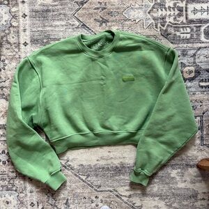 Set active green crewneck cropped sweater size S 100% cotton
